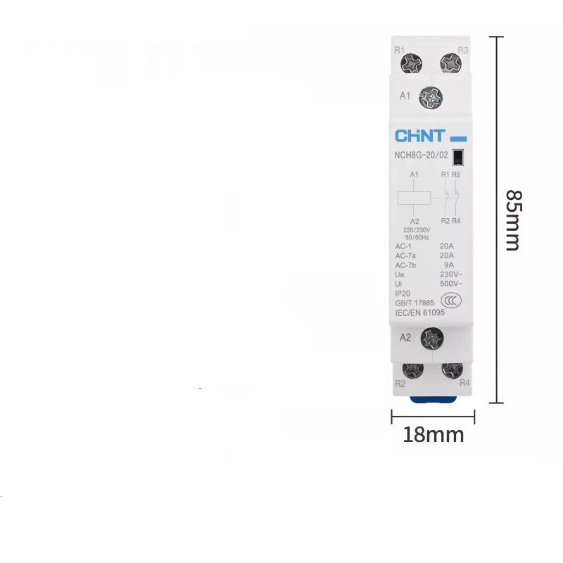 CHNT NCH8 NCH8G-20/02 2NC 2P20A Modular Contactor , Household lighting Contactor