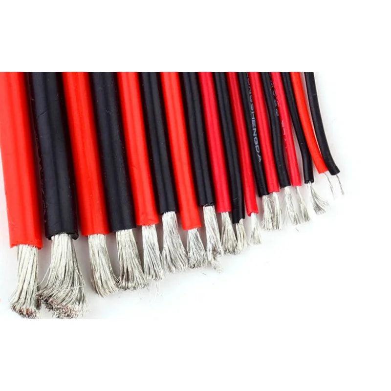 20 Set /Lot 8AWG 1M Silicone Wire Cable 0.5M Black + 0.5M Red Conductor Construction High Temperature Tinned Copper Cable