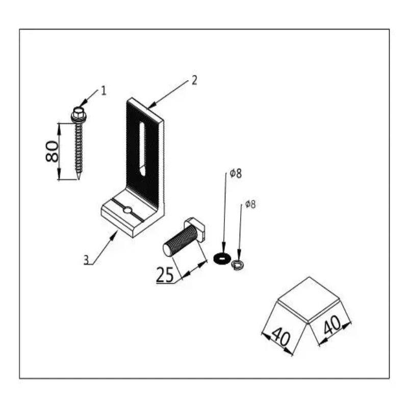 20 Sets High Quality L-type  Panel Mounting Bracket Solar End Clamp 100% Aluminum Solar Clamp for Framed Module
