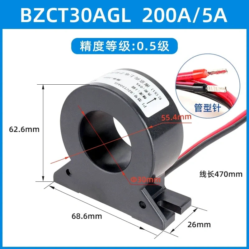 BZCT30AL current transformer, through core CT, energy meter current transformer, 200/5A CT, 0.5 class current transformer, 