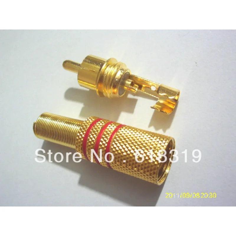 200 Pcs Gold Plated RCA Plug Audio Male Connector W Metal Spring 100pcs Black + 100pcs Red