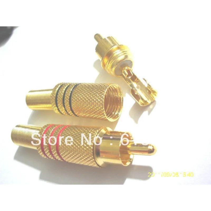 200 Pcs Gold Plated RCA Plug Audio Male Connector W Metal Spring 100pcs Black + 100pcs Red