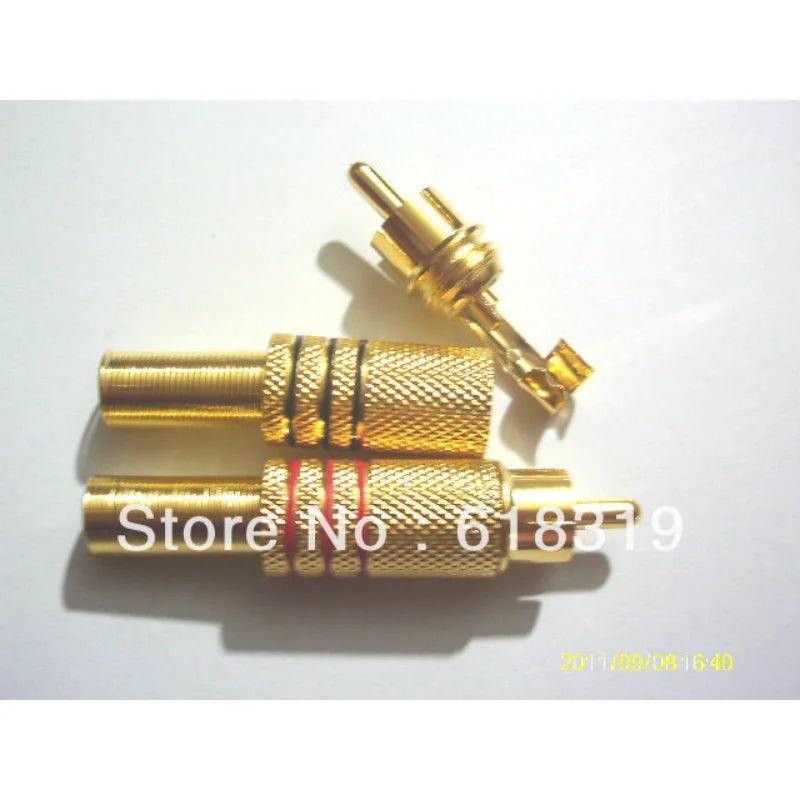 200 Pcs Gold Plated RCA Plug Audio Male Connector W Metal Spring 100pcs Black + 100pcs Red