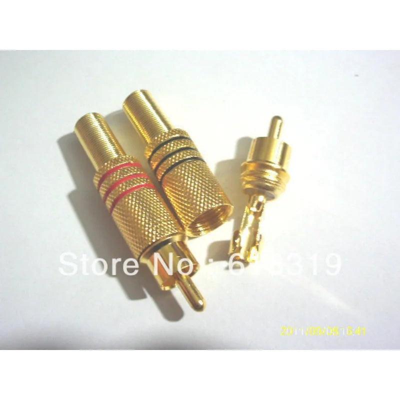 200 Pcs Gold Plated RCA Plug Audio Male Connector W Metal Spring 100pcs Black + 100pcs Red