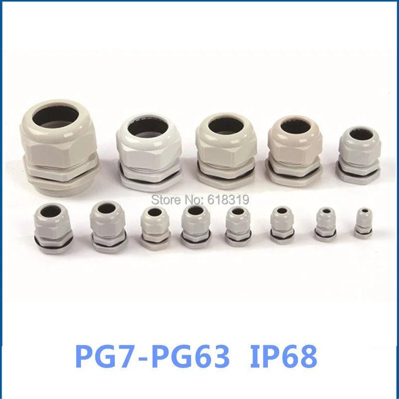 200pcs/lot PG7 Cable Gland IP68 Waterproof Connector Diameter 3-6.5mm Nylon Plastic Wire Glands