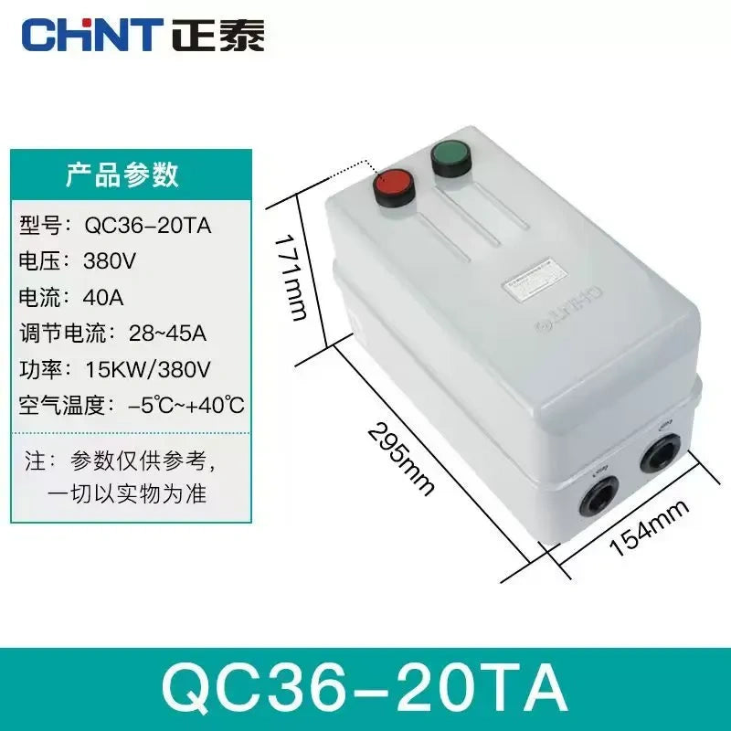 magnetic motor starter,3 phase dol starter,qc36-20ta motor starter,phase loss protection motor switch,
ac380v motor starter switch,28a~45a overload protected starter 