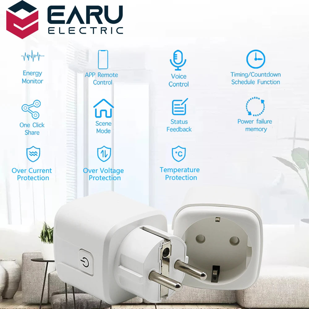 EU/US/UK 10A/16A   Smart Wifi Power Plug Energy Monitor Timer Smart Home Wifi Wireless Socket for Alexa Google Home by Tuya App