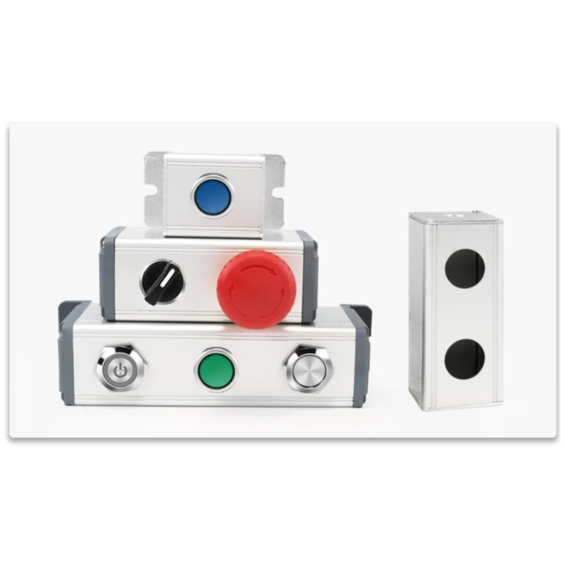 aluminum push button box,control box enclosure,45x45 button box,45x65 control box,handheld switch box,multi?hole push button box,electrical control enclosure,industrial switch housing,50mm hole spacing,waterproof button box,metal side cover box,plastic side cover enclosure,mounting lugs control box,aluminum junction box,automation control box