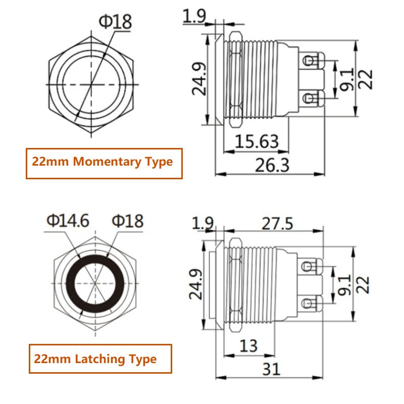 flat head button switch,high head metal button,ball head push button,screw terminal button,22mm waterproof button