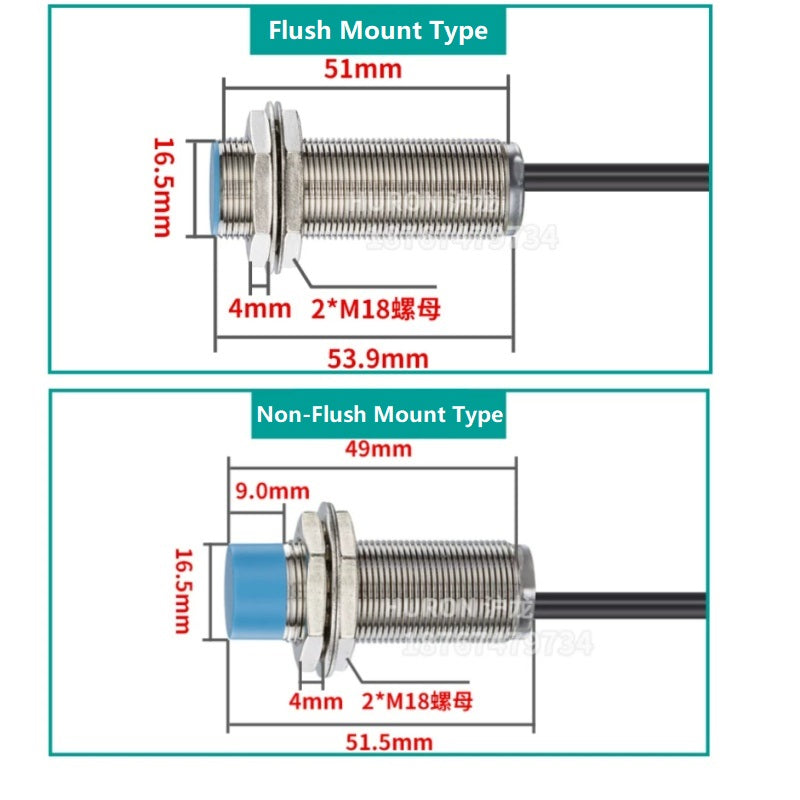 LJ18A3 proximity sensor, M18 inductive switch, 16mm proximity sensor, 8mm proximity switch, long distance metal detector, NPN proximity switch, PNP proximity sensor, 24V limit switch, NO NC proximity switch, flush mount sensor, non-flush proximity switch, industrial automation sensor, waterproof proximity switch, HURON proximity sensor