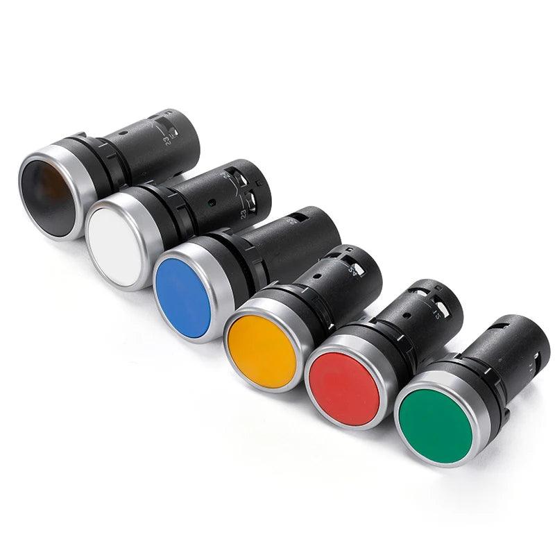 22mm 1NO 1NC Contact push button switch self-resetting jog flat button switch flat head small start power control red green