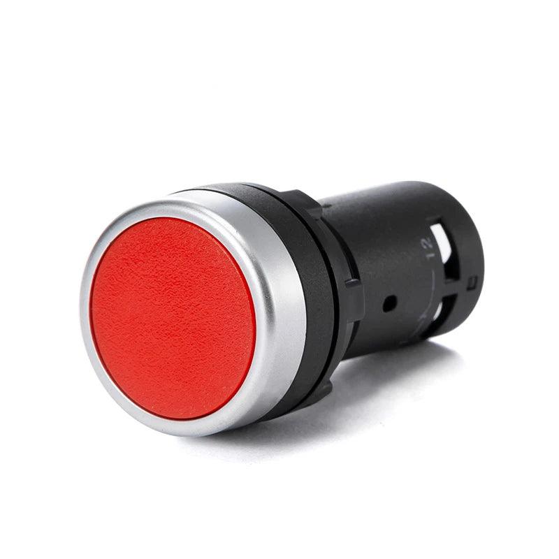 22mm 1NO 1NC Contact push button switch self-resetting jog flat button switch flat head small start power control red green