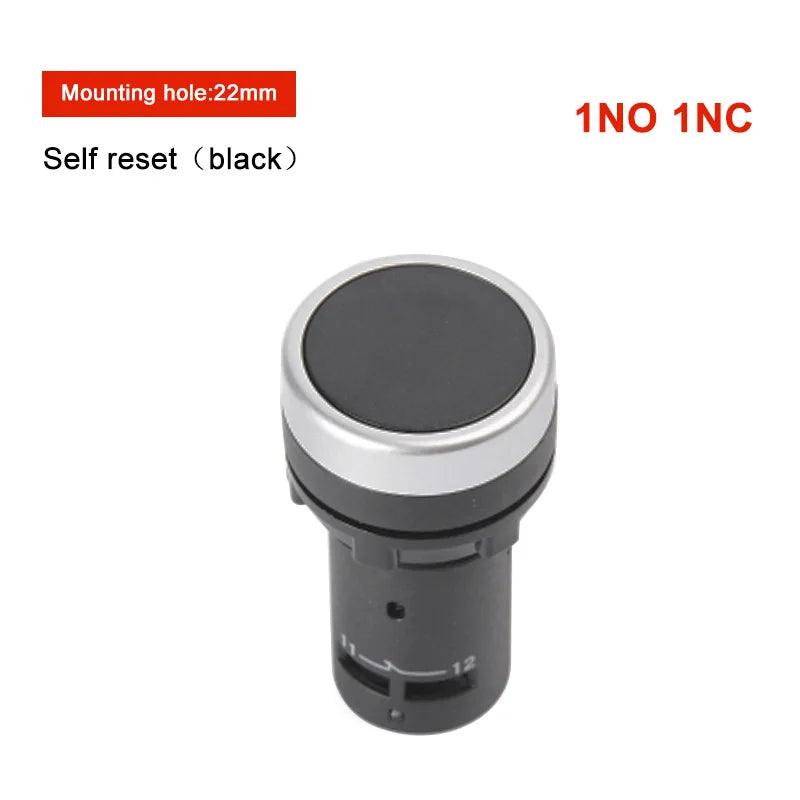 22mm 1NO 1NC Contact push button switch self-resetting jog flat button switch flat head small start power control red green