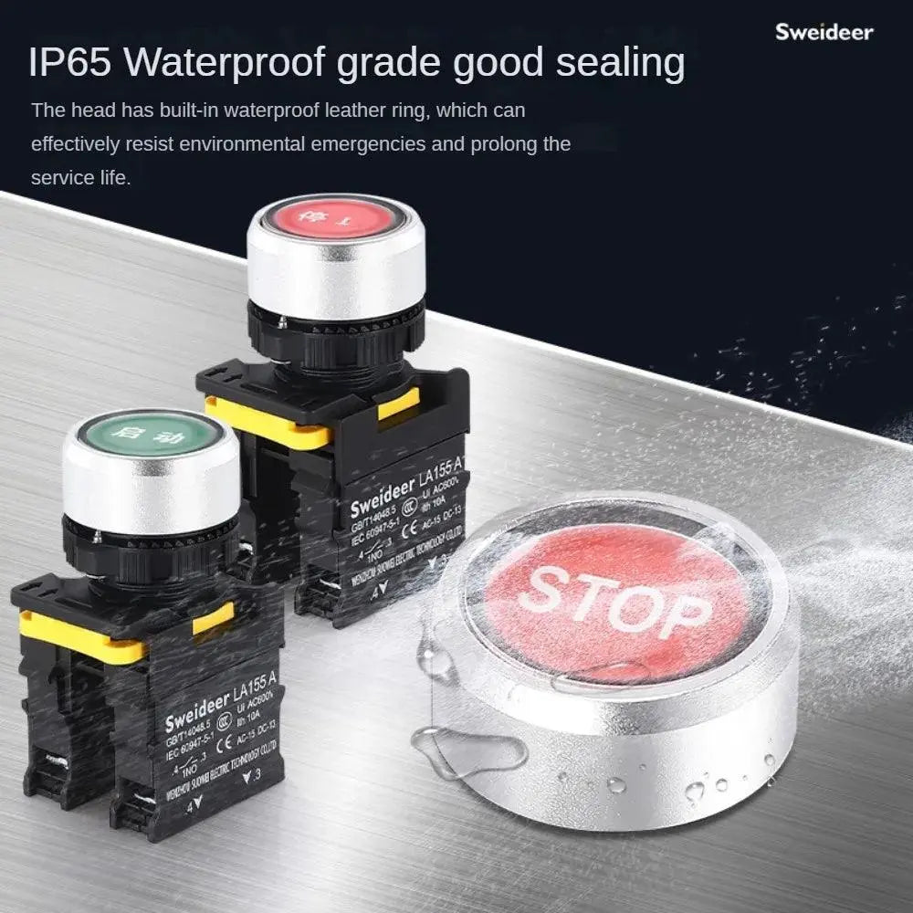 22mm Button Switch Waterproof Momentary Self Reset Self Locking Flat Head Start Stop Arrow Symbol Power Push Button Switch 10A - electrical center b2c,start stop push button，start stop button，start and stop button，start and stop push button