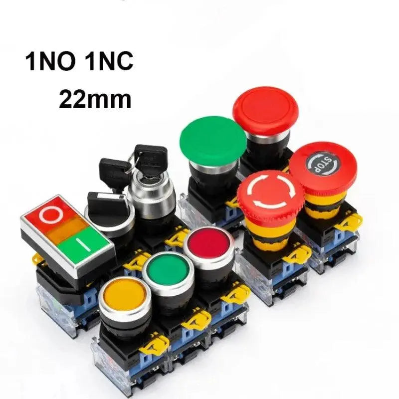 22mm LA38A-11BN LA38A-11ZS LA38A-11M Momentary self locking knob emergency stop mushroom emergency start control button switch - electrical center b2c,la38 series button switch