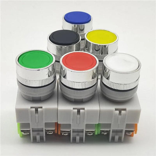 22mm LAY37 Y090 Self-reset Push button switches Red Green Blue Yellow White Black 1NO 1NC 10A250VAC