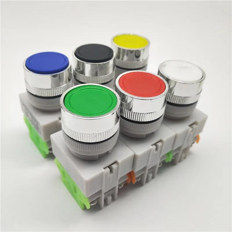 22mm LAY37 Y090 Self-reset Push button switches Red Green Blue Yellow White Black 1NO 1NC 10A250VAC