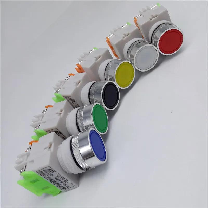 22mm LAY37 Y090 Self-reset Push button switches Red Green Blue Yellow White Black 1NO 1NC 10A250VAC