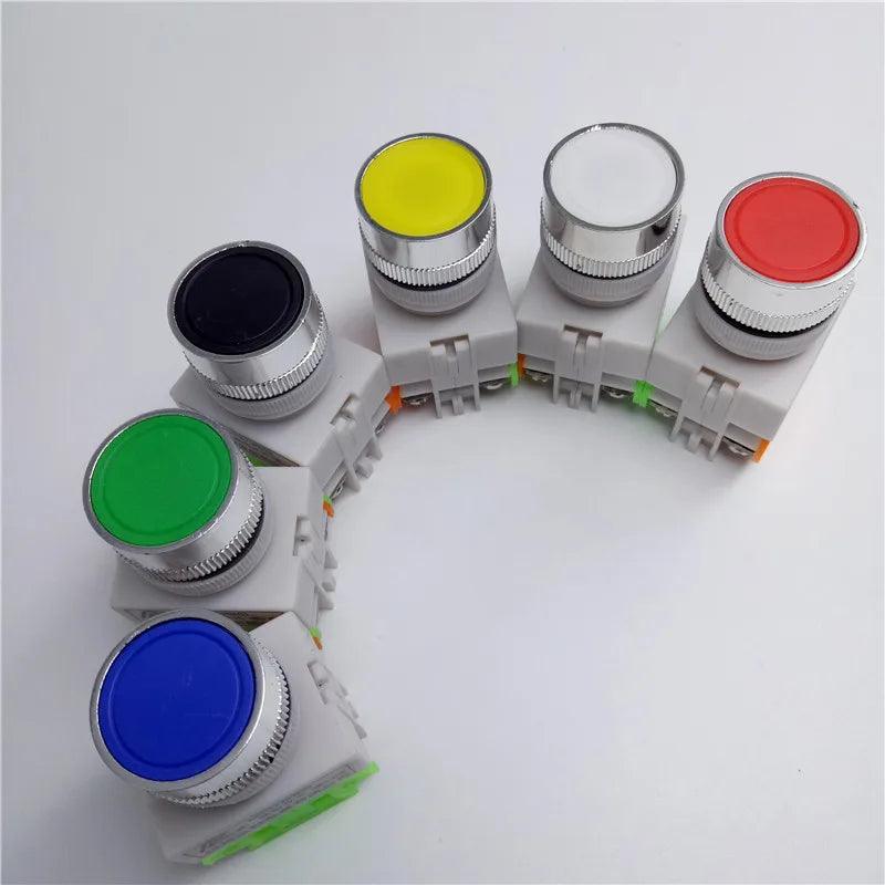 22mm LAY37 Y090 Self-reset Push button switches Red Green Blue Yellow White Black 1NO 1NC 10A250VAC