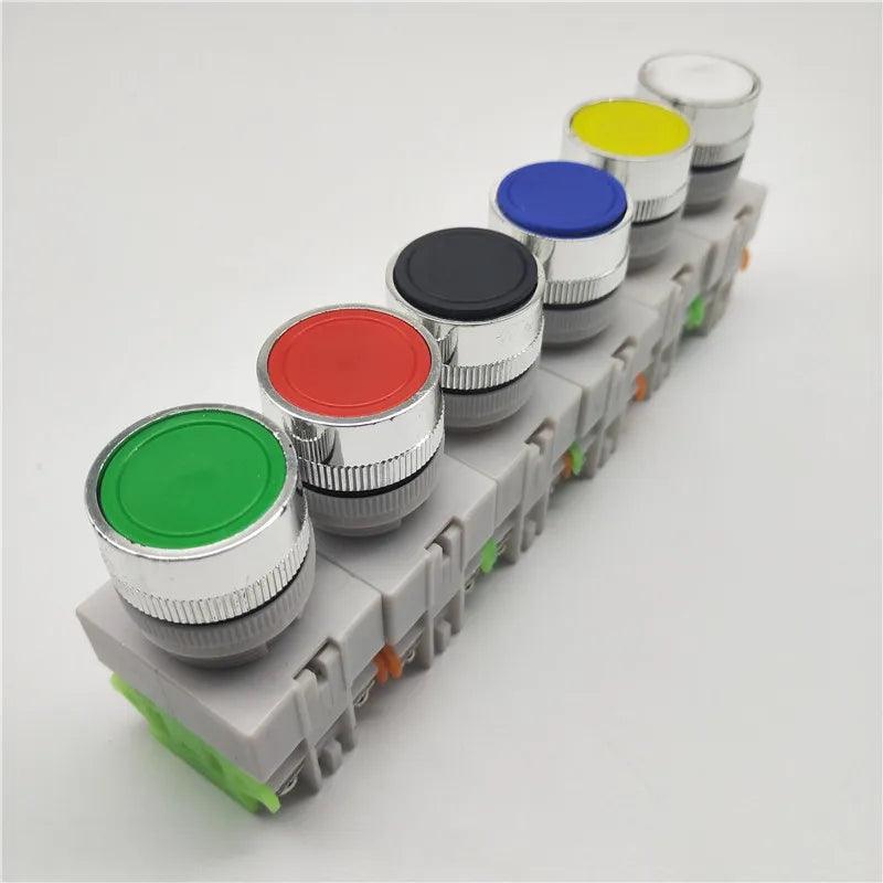 22mm LAY37 Y090 Self-reset Push button switches Red Green Blue Yellow White Black 1NO 1NC 10A250VAC