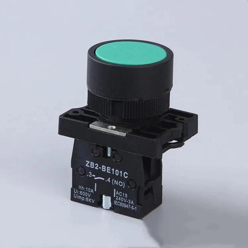 22mm Momentary Flat Push Button Switch XB2- EA31 EA42 ZB2-BE101C 102C NO/NC 10A Self Return Power Starter Switch Red Green