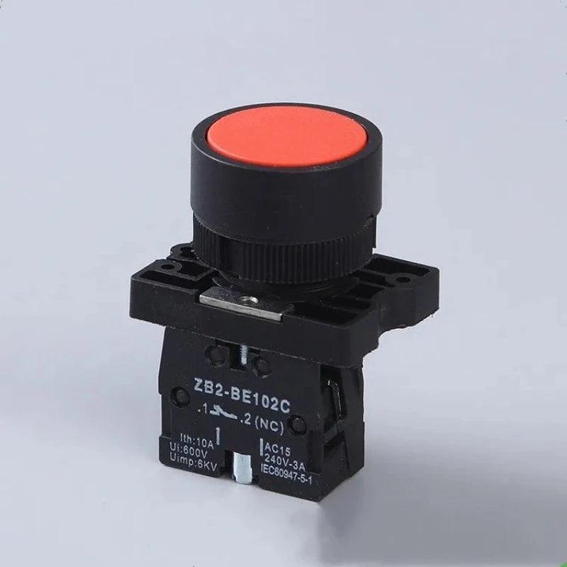 22mm Momentary Flat Push Button Switch XB2- EA31 EA42 ZB2-BE101C 102C NO/NC 10A Self Return Power Starter Switch Red Green