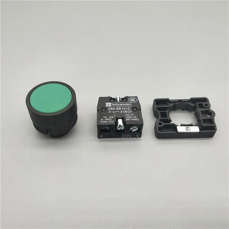 22mm Momentary Flat Push Button Switch XB2- EA31 EA42 ZB2-BE101C 102C NO/NC 10A Self Return Power Starter Switch Red Green
