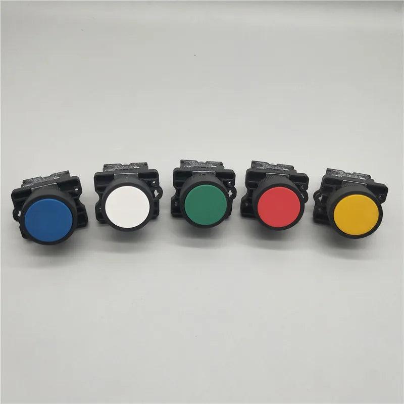 22mm Momentary Flat Push Button Switch XB2- EA31 EA42 ZB2-BE101C 102C NO/NC 10A Self Return Power Starter Switch Red Green