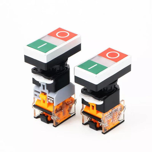 22mm Self-reset Double-position Double-head Button Switch Red-green Band Lamp LA38-11D/RG Flat-end Switch 22mm,la38 series button switch