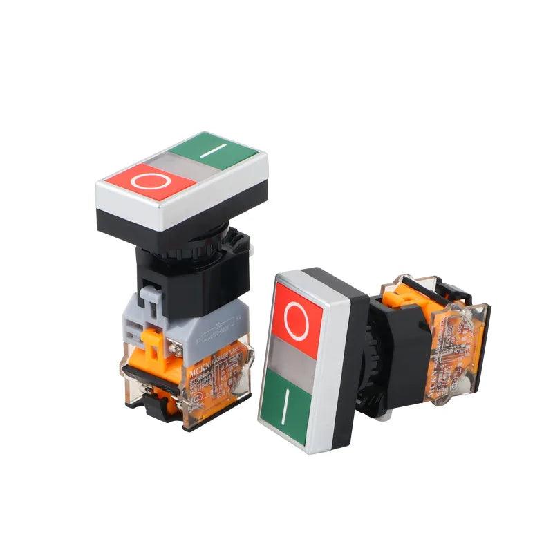 22mm Self-reset Double-position Double-head Button Switch Red-green Band Lamp LA38-11D/RG Flat-end Switch 22mm,la38 series button switch