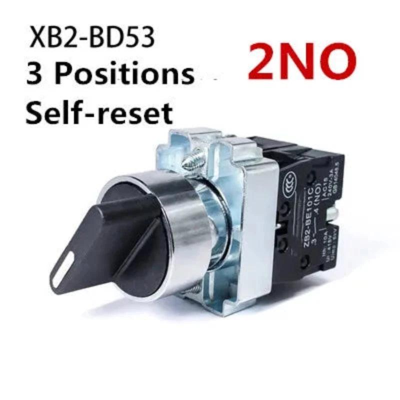 22mm XB2-BD21 BD23 BD25 BD33 BD45 BD53 1NO/2NO/1NO1NC 2/3 Position Self Locking / Self Resetting Selector Knob Switch