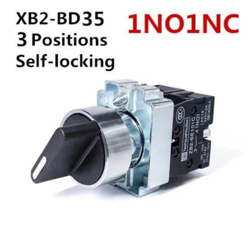 22mm XB2-BD21 BD23 BD25 BD33 BD45 BD53 1NO/2NO/1NO1NC 2/3 Position Self Locking / Self Resetting Selector Knob Switch