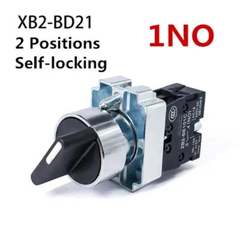 22mm XB2-BD21 BD23 BD25 BD33 BD45 BD53 1NO/2NO/1NO1NC 2/3 Position Self Locking / Self Resetting Selector Knob Switch