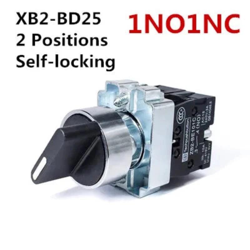 22mm XB2-BD21 BD23 BD25 BD33 BD45 BD53 1NO/2NO/1NO1NC 2/3 Position Self Locking / Self Resetting Selector Knob Switch
