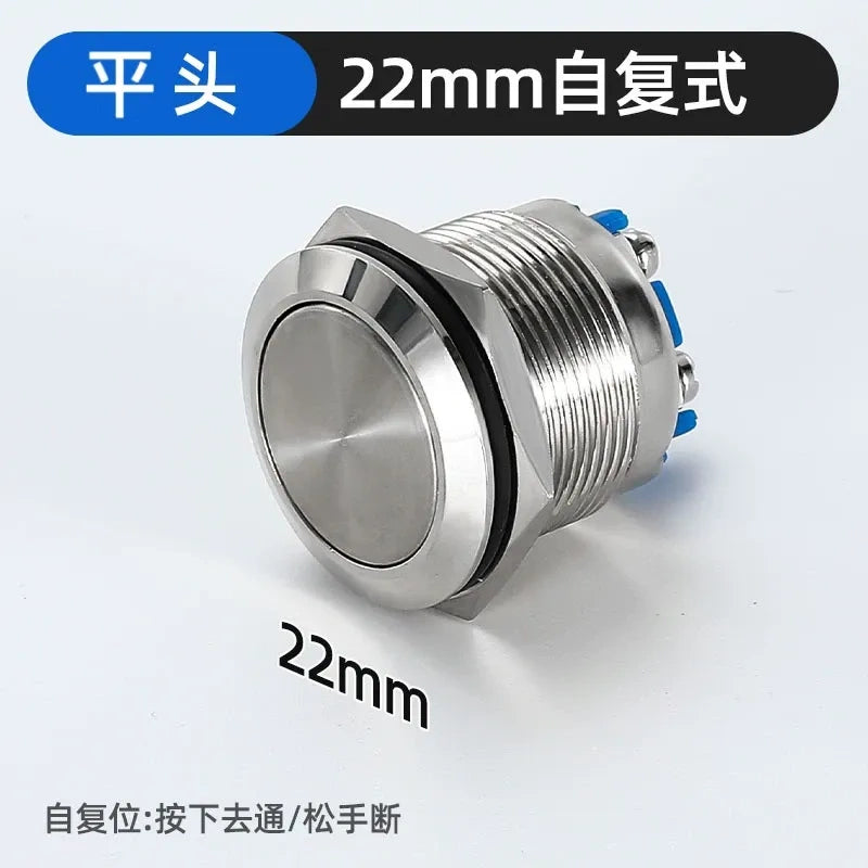 flat head button switch,screw terminal button,22mm self reset type waterproof button