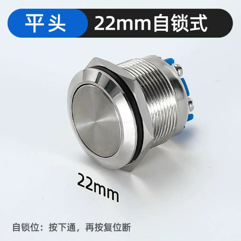 flat head button switch,screw terminal button,22mm self locking type waterproof button