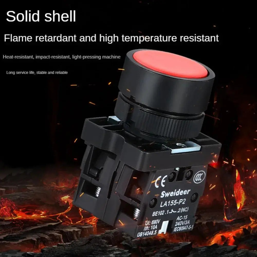 22mm Push Button Switch Momentary Reset ON OFF 12V/220V/48V/24V Black NC NO Power Button for Electrical Industrial Panelboard - electrical center b2c