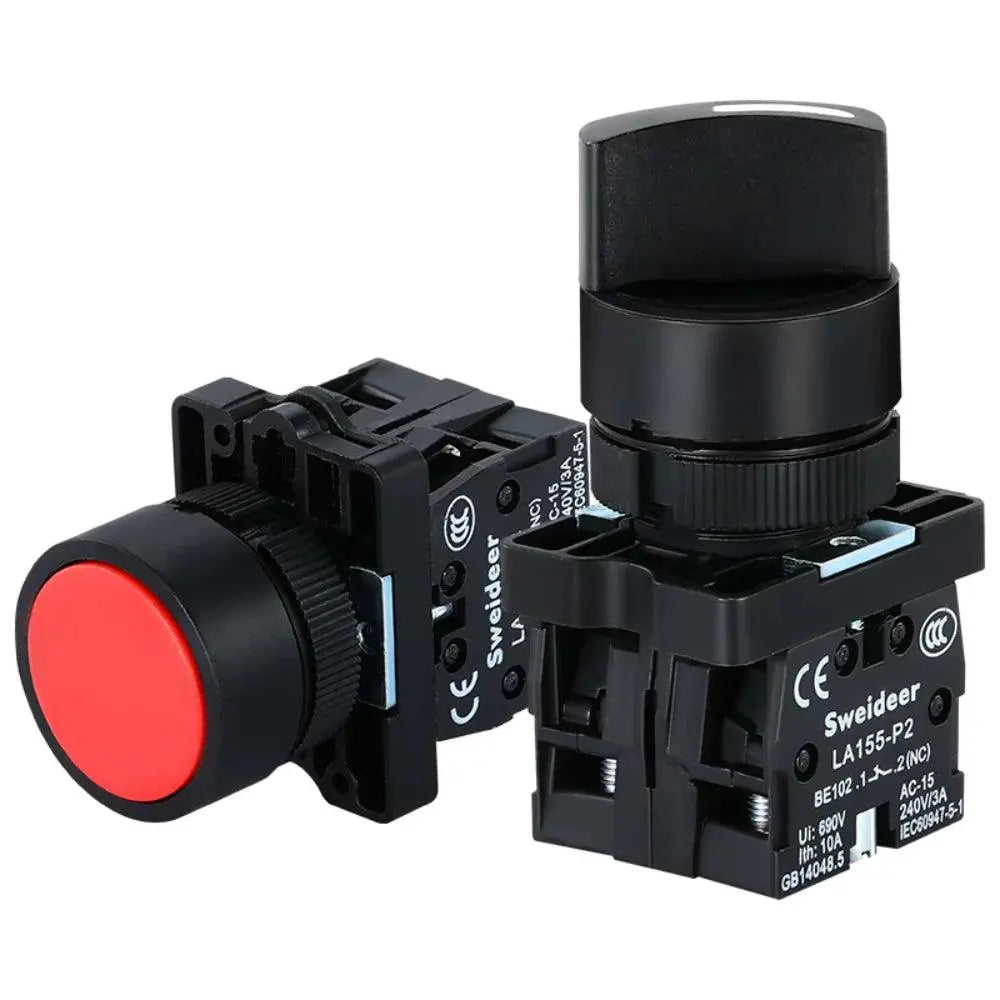 22mm Push Button Switch Momentary Reset ON OFF 12V/220V/48V/24V Black NC NO Power Button for Electrical Industrial Panelboard - electrical center b2c