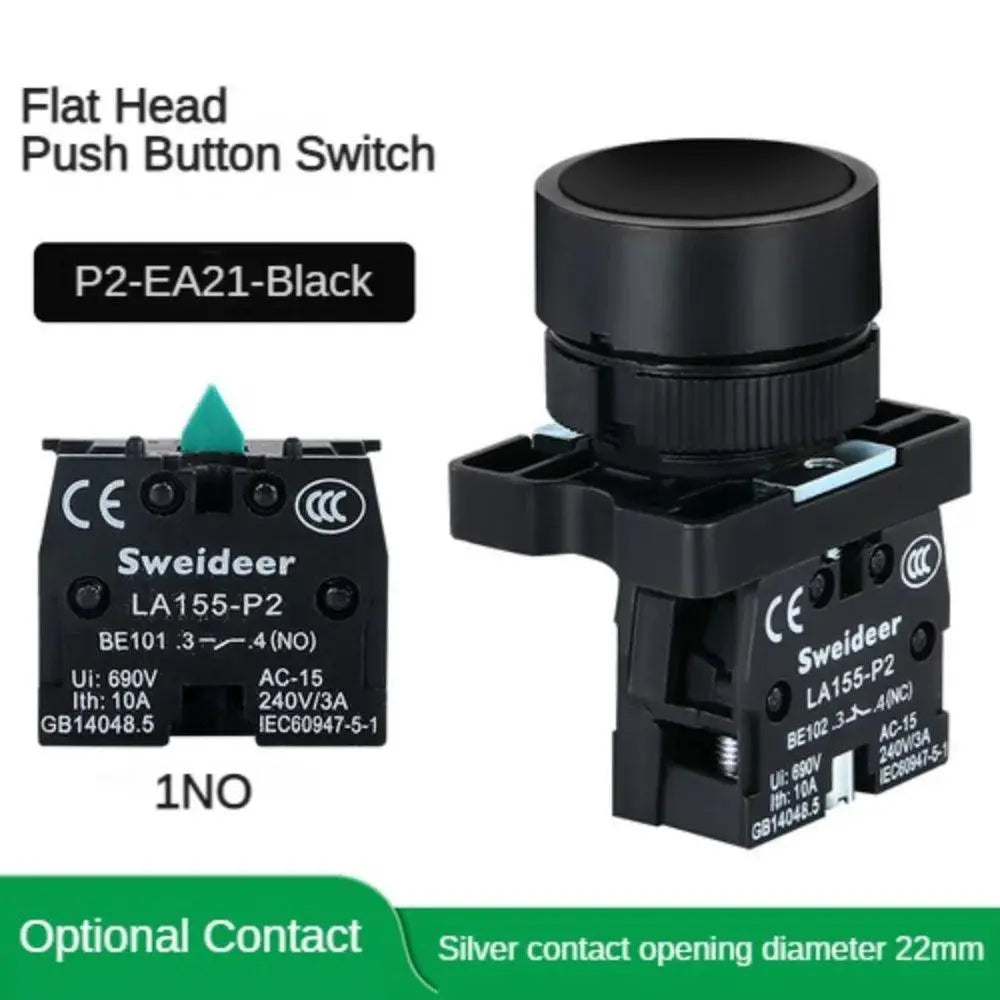 22mm Push Button Switch Momentary Reset ON OFF 12V/220V/48V/24V Black NC NO Power Button for Electrical Industrial Panelboard - electrical center b2c
