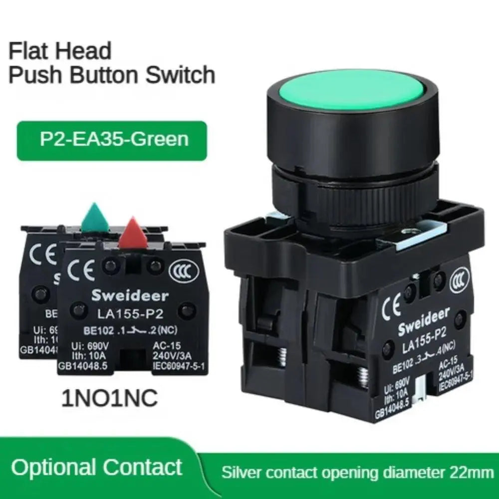 22mm Push Button Switch Momentary Reset ON OFF 12V/220V/48V/24V Black NC NO Power Button for Electrical Industrial Panelboard - electrical center b2c