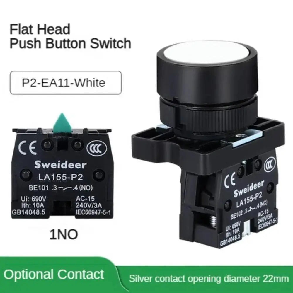 22mm Push Button Switch Momentary Reset ON OFF 12V/220V/48V/24V Black NC NO Power Button for Electrical Industrial Panelboard - electrical center b2c