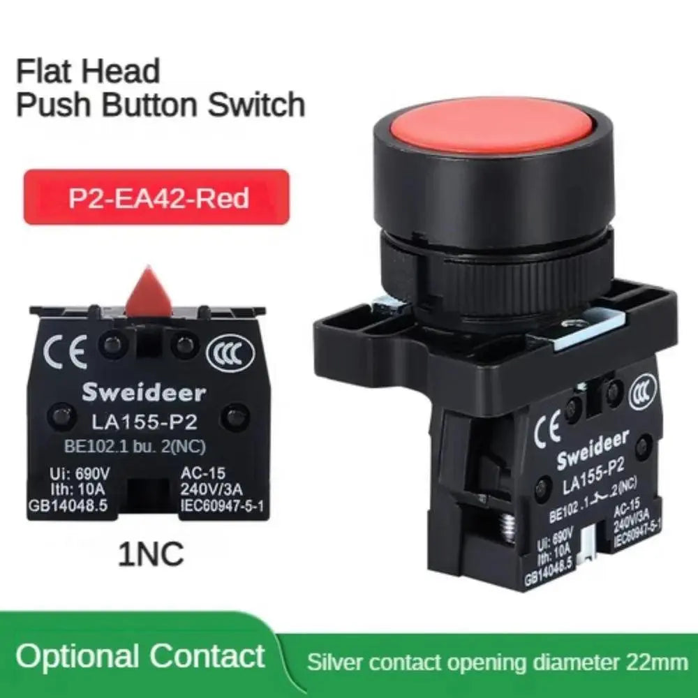 22mm Push Button Switch Momentary Reset ON OFF 12V/220V/48V/24V Black NC NO Power Button for Electrical Industrial Panelboard - electrical center b2c