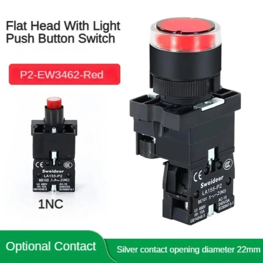 22mm Push Button Switch Momentary Reset ON OFF 12V/220V/48V/24V Black NC NO Power Button for Electrical Industrial Panelboard - electrical center b2c