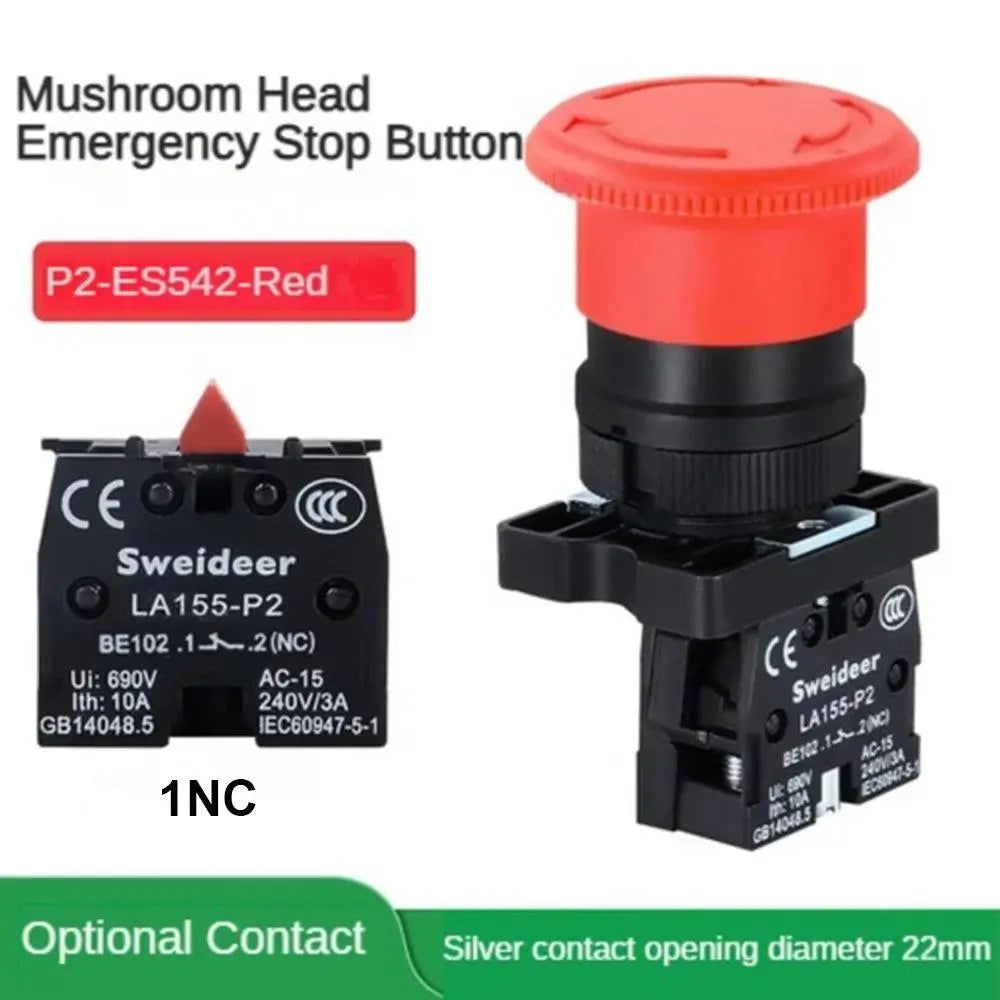 22mm Push Button Switch Momentary Reset ON OFF 12V/220V/48V/24V Black NC NO Power Button for Electrical Industrial Panelboard - electrical center b2c