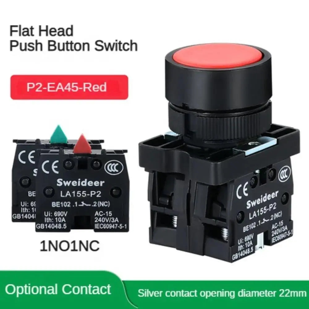 22mm Push Button Switch Momentary Reset ON OFF 12V/220V/48V/24V Black NC NO Power Button for Electrical Industrial Panelboard - electrical center b2c