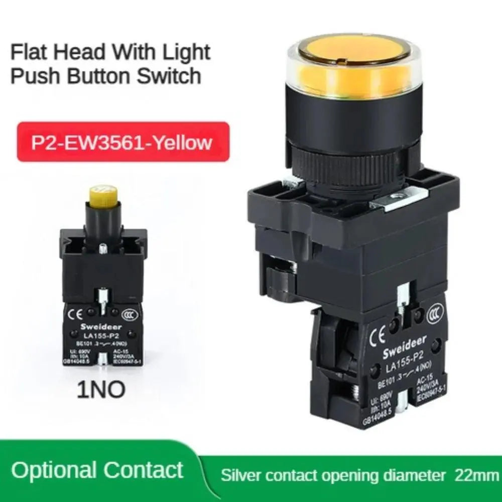 22mm Push Button Switch Momentary Reset ON OFF 12V/220V/48V/24V Black NC NO Power Button for Electrical Industrial Panelboard - electrical center b2c