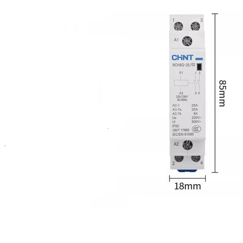 CHNT NCH8 NCH8G-25/02 2NC 2P25A Modular Contactor , Household lighting Contactor