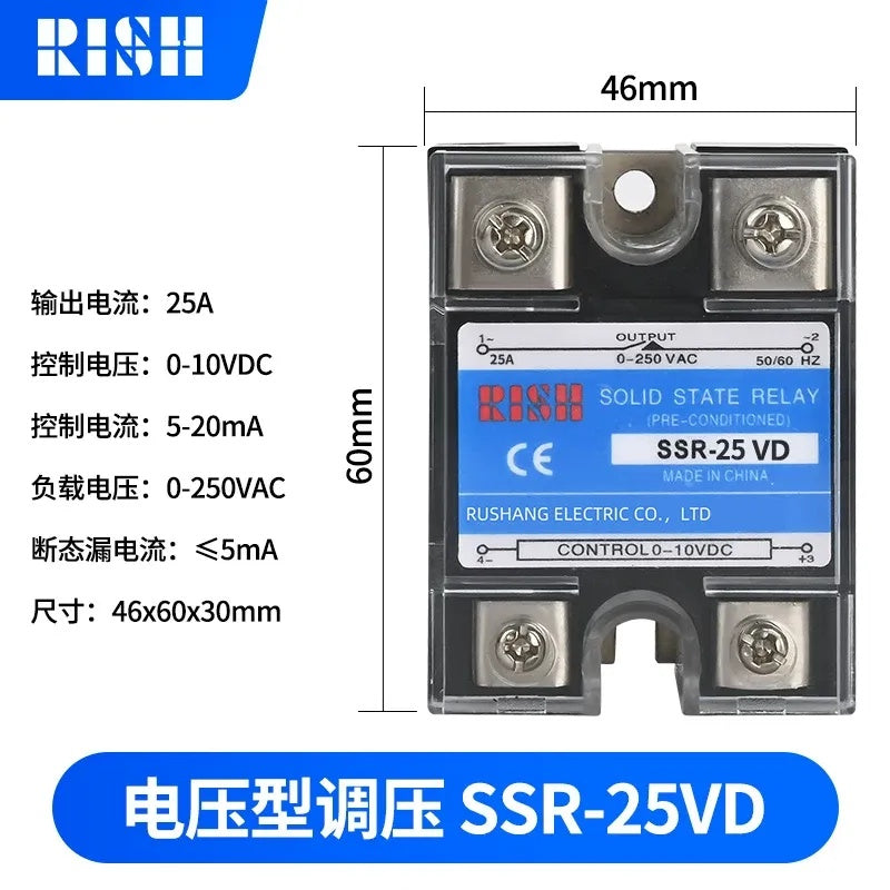 SSR-VD regulator, 10A/25A/40A/80A SSR regulator, 0-380VAC SSR control module, industrial SSR voltage controller, no-contact voltage regulator, SSR-25VD