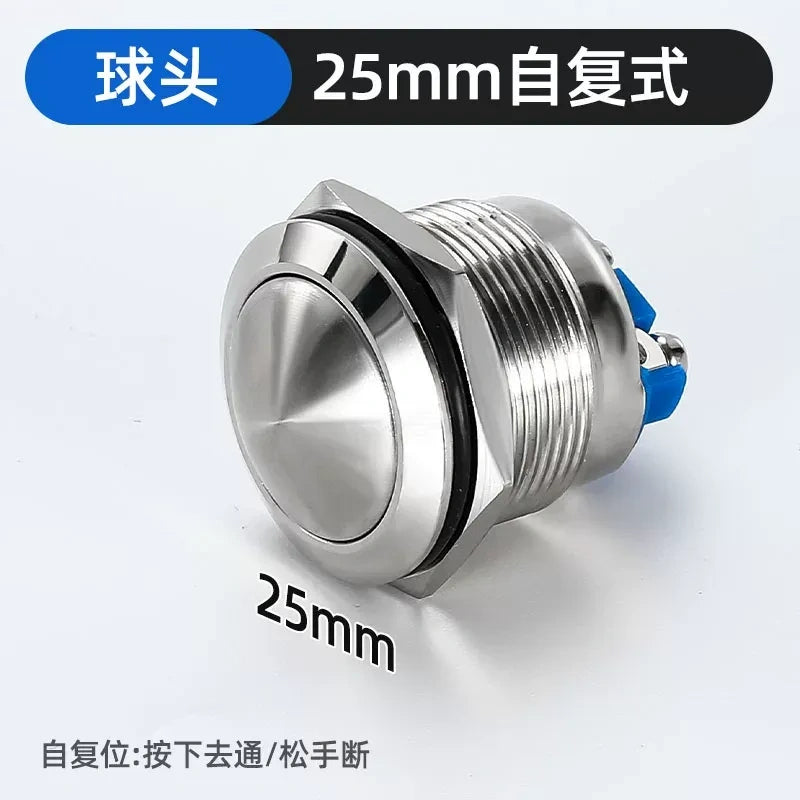 ball head push button,screw terminal button25mm self reset type waterproof button