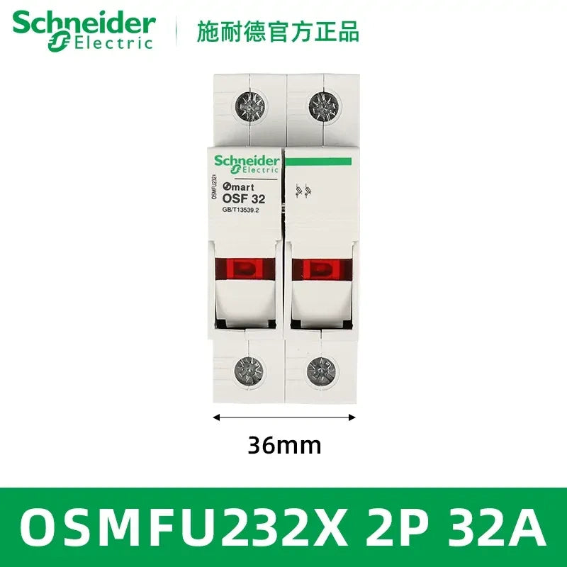 Schneider OSMFU232X Fuse Holder ,DIN Rail Fuse Holder, 2P 32A Fuse Holder with indicator